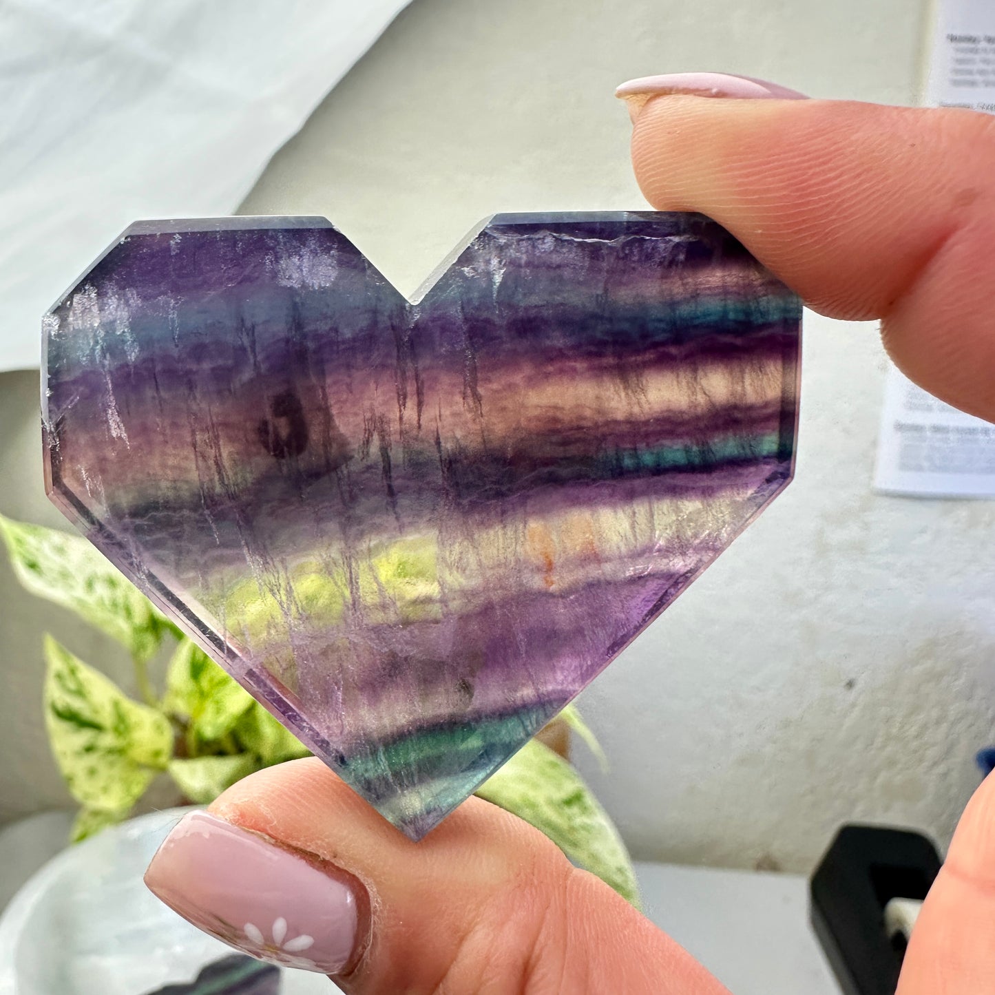 Rainbow Fluorite Heart - Intuitive Pick - Katie's Mystic Crystals