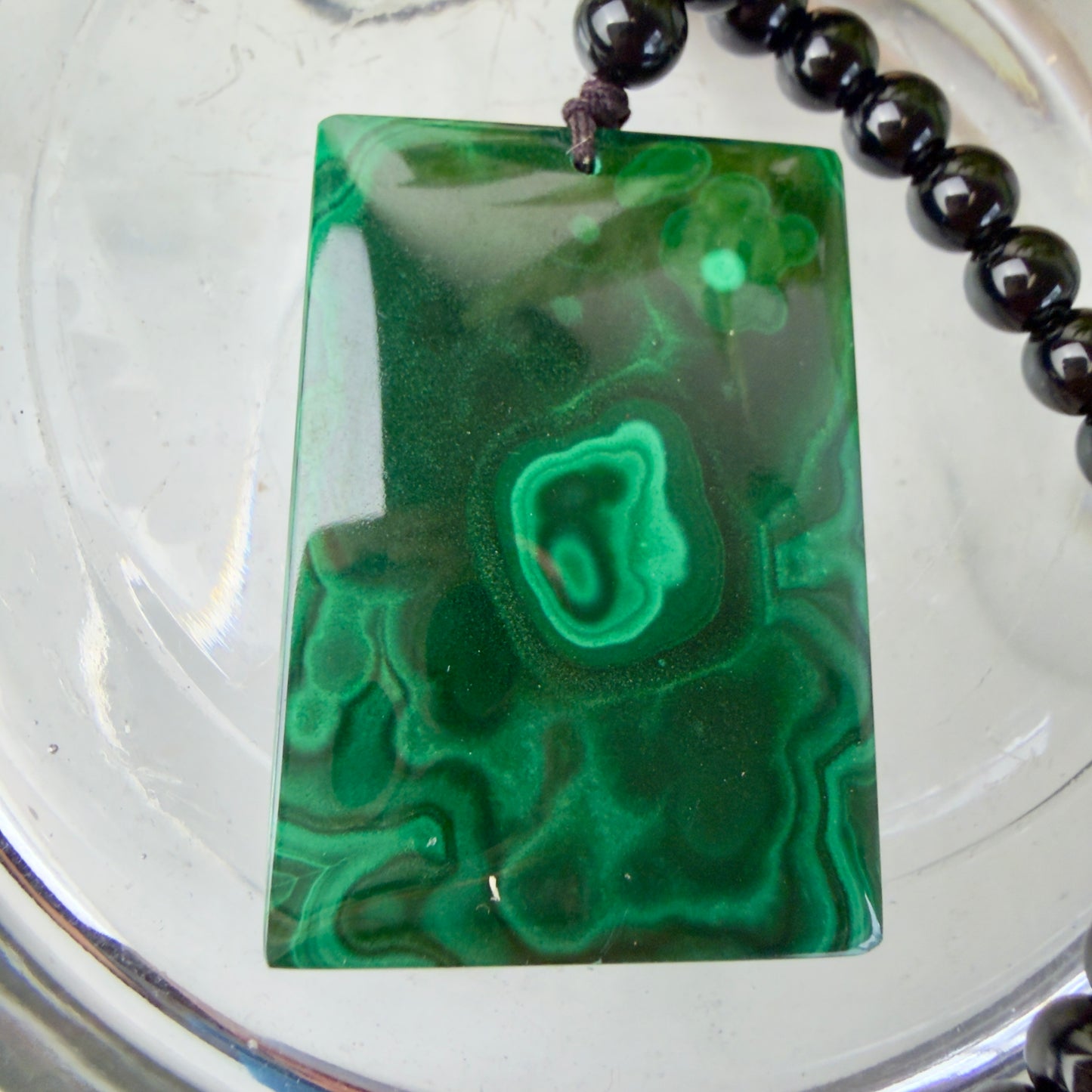 Malachite & Black Obsidian Necklace – Protection & Transformation Pendant 💚🖤✨