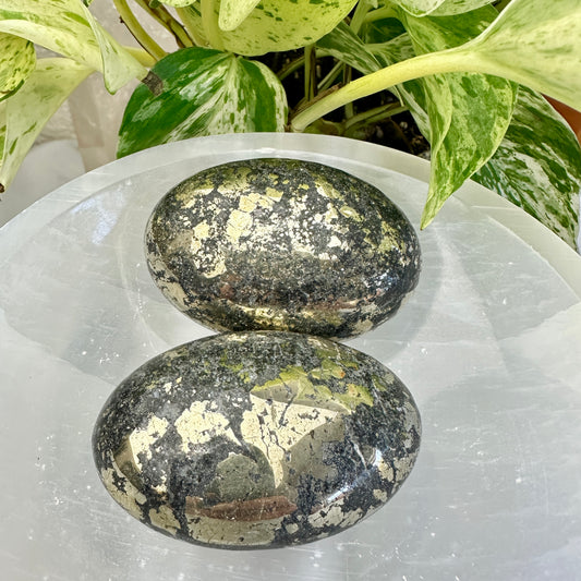 Large Black Pyrite Palm Stone
