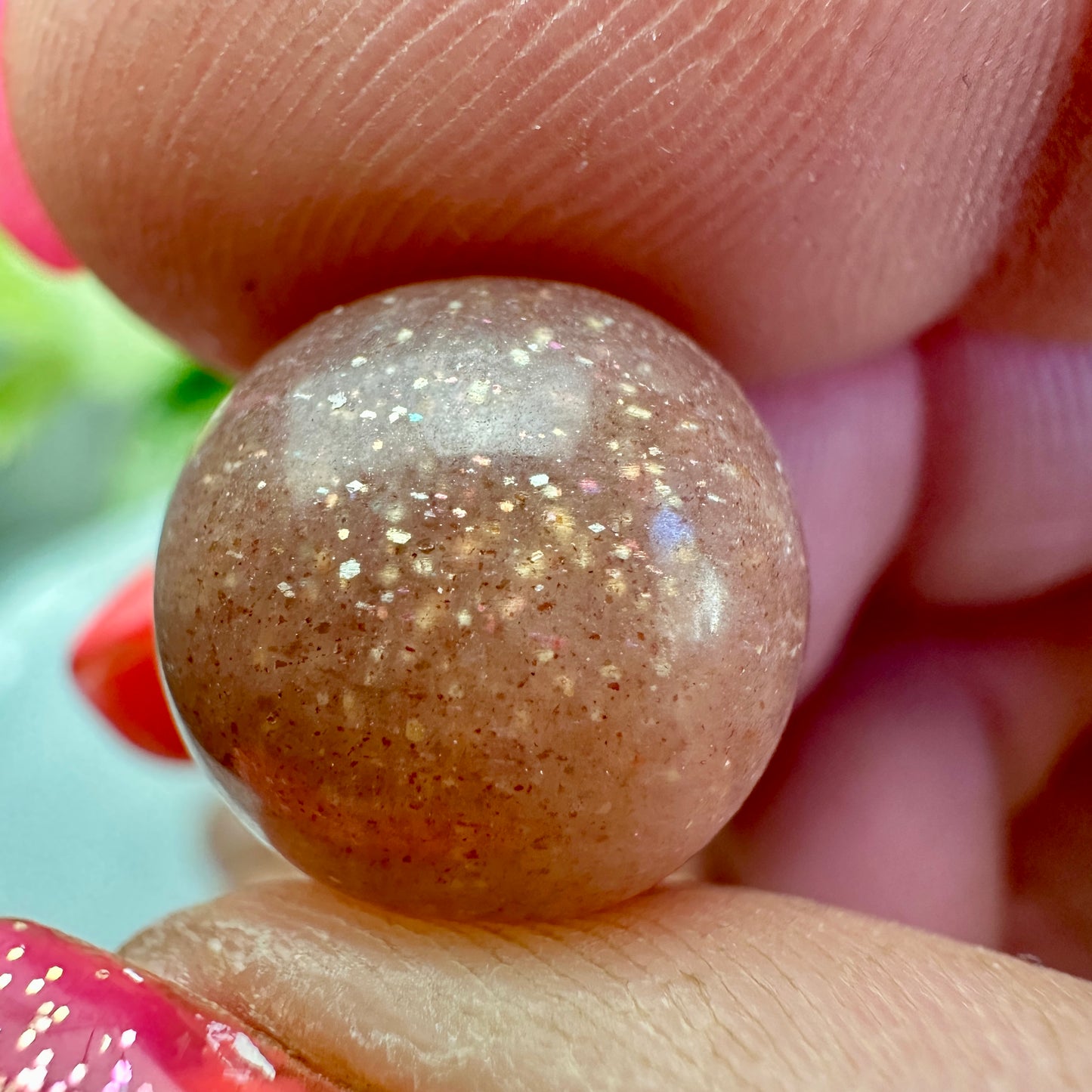 Micro Mini Peach Moonstone with Sunstone Sphere