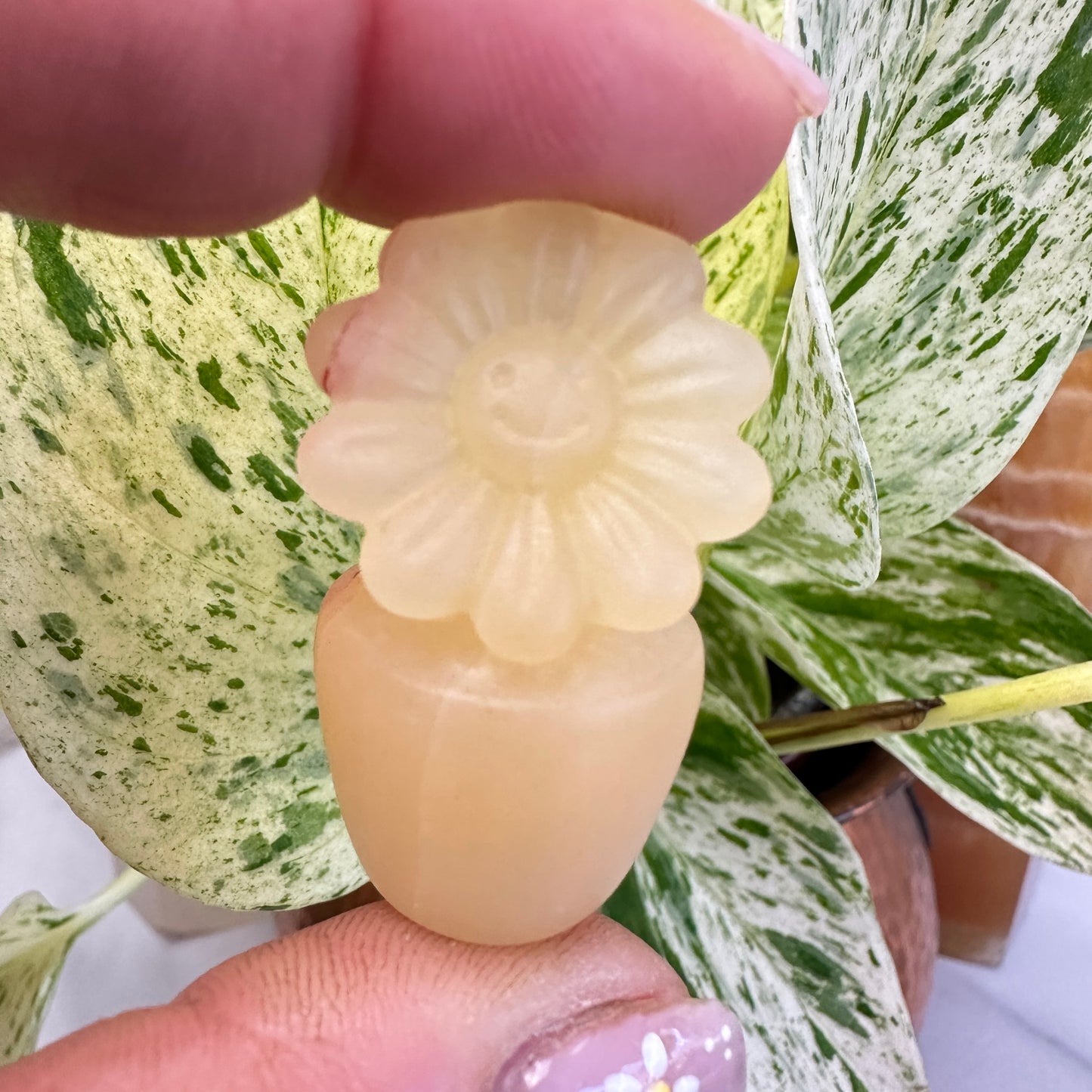 Fluorite and Calcite Crystal Flower Pots - 1.5 inch