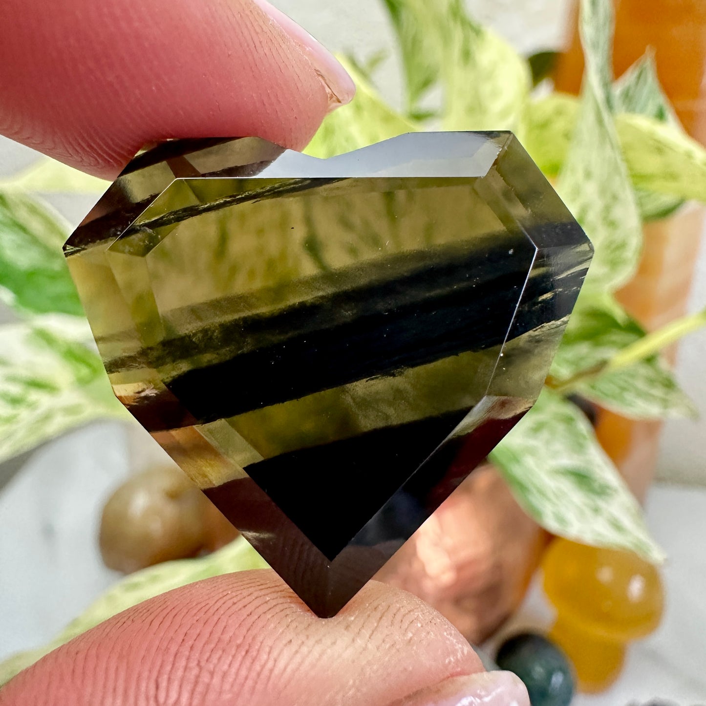 Faceted Black Lace Obsidian Heart - 1 inch