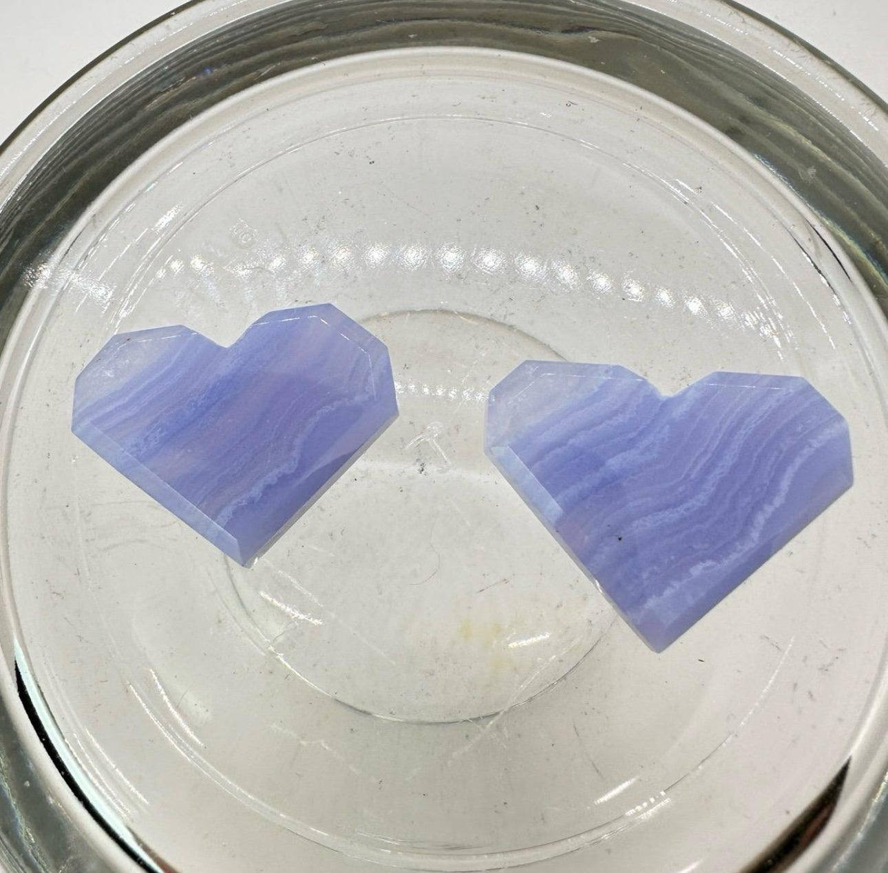 Blue Lace Agate Faceted Heart - 1 inch