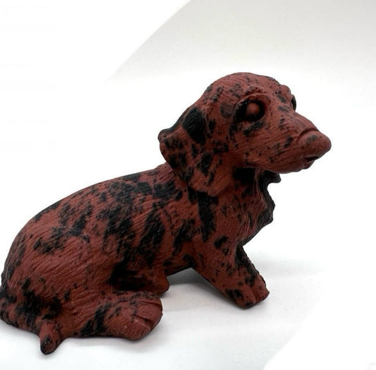 Dachshund Carving Yooperlite and Mahogany Obsidian
