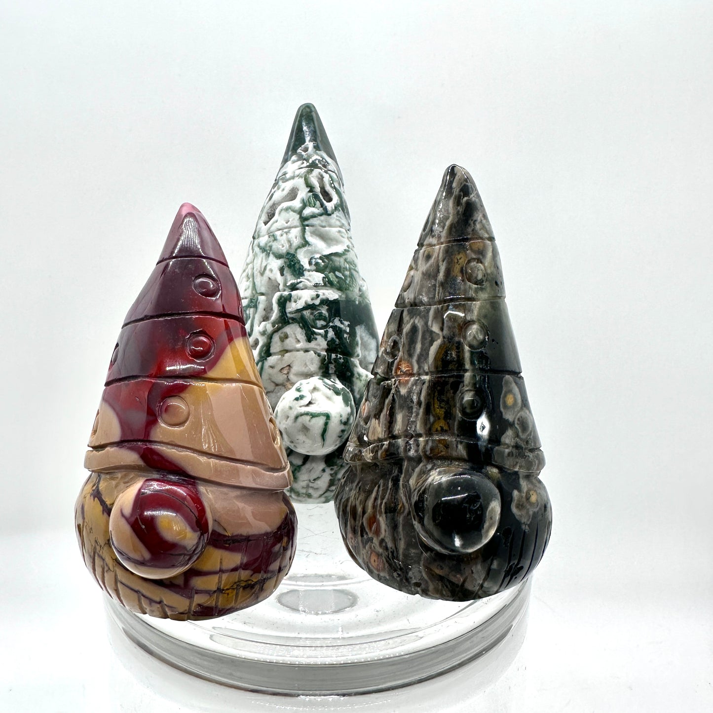 Large Crystal Gnomes - Moss Agate - Forest Jasper - Mookaite - Katie's Mystic Crystals