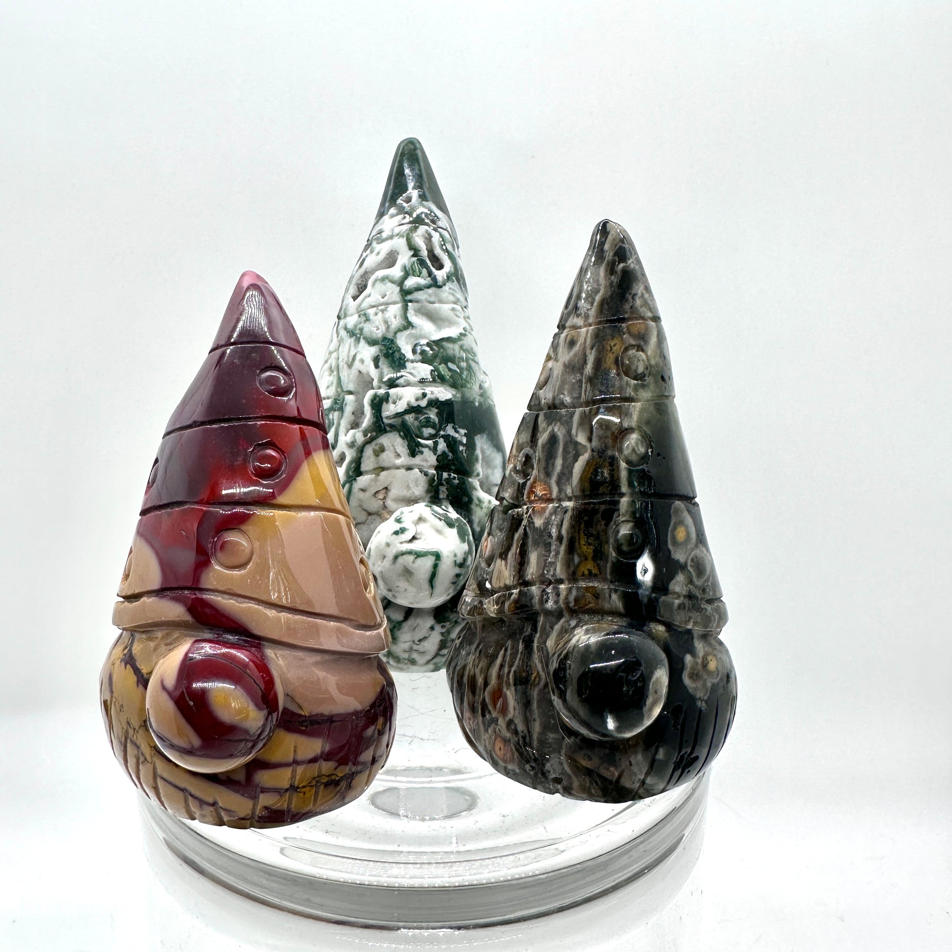 Large Crystal Gnomes - Moss Agate - Forest Jasper - Mookaite - Katie's Mystic Crystals