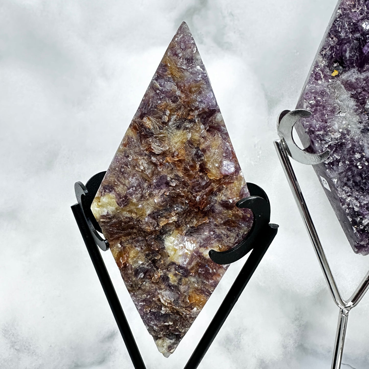 Mica  Lepidolite Rhombus with stand - Katie's Mystic Crystals
