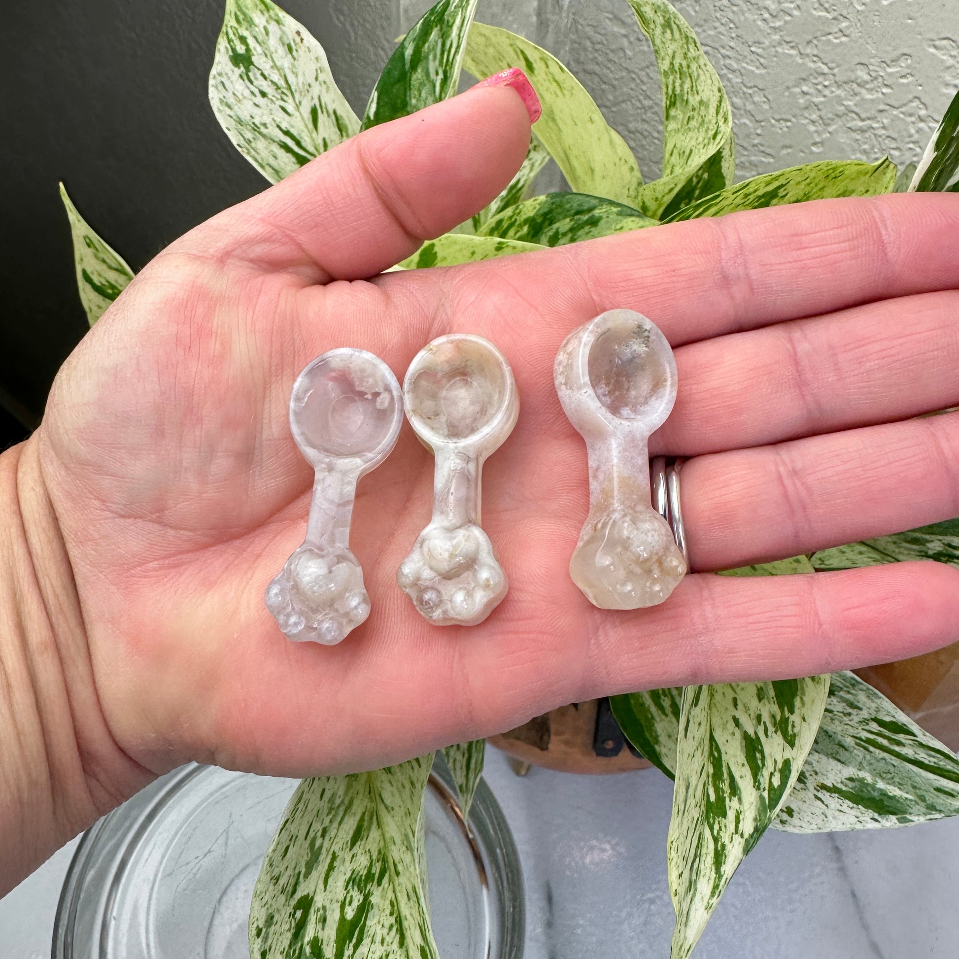 Mini Flower Agate Pet Paw Spoon - Katie's Mystic Crystals