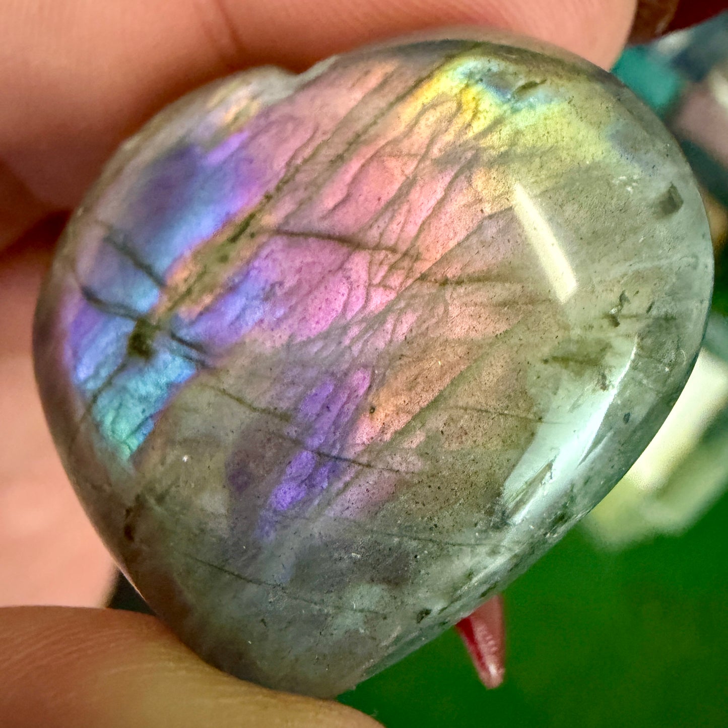 Mini Labradorite Puffy Heart Crystal | 1-Inch Intuition & Protection Stone | High Flash