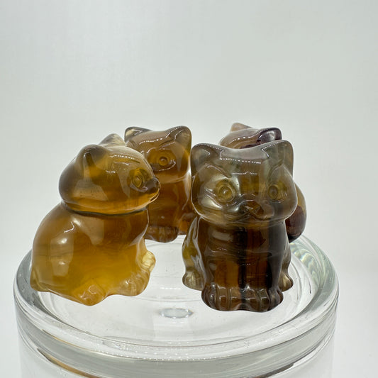 Yellow Fluorite Cat - Katie's Mystic Crystals