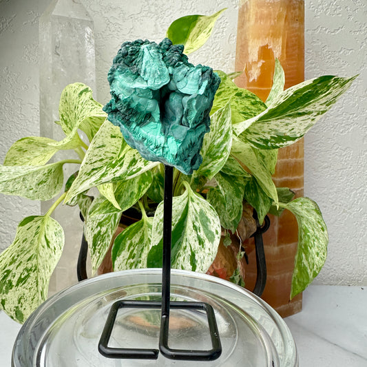 Botryoidal Malachite Specimen with Natural Cave — Mounted Display