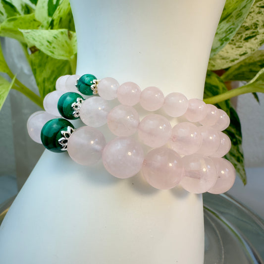 Love & Protection Bracelet – Rose Quartz with Malachite Bead
Self-Love | Emotional Healing | Boundaries