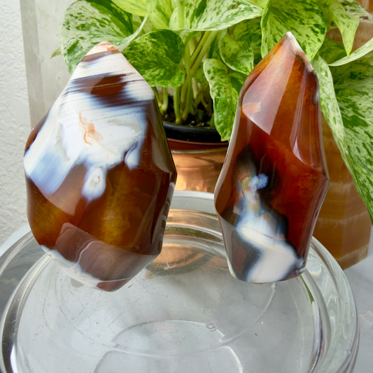 Carnelian Orca Agate Flames – Fiery Energy & Oceanic Calm (2.9” & 3”)