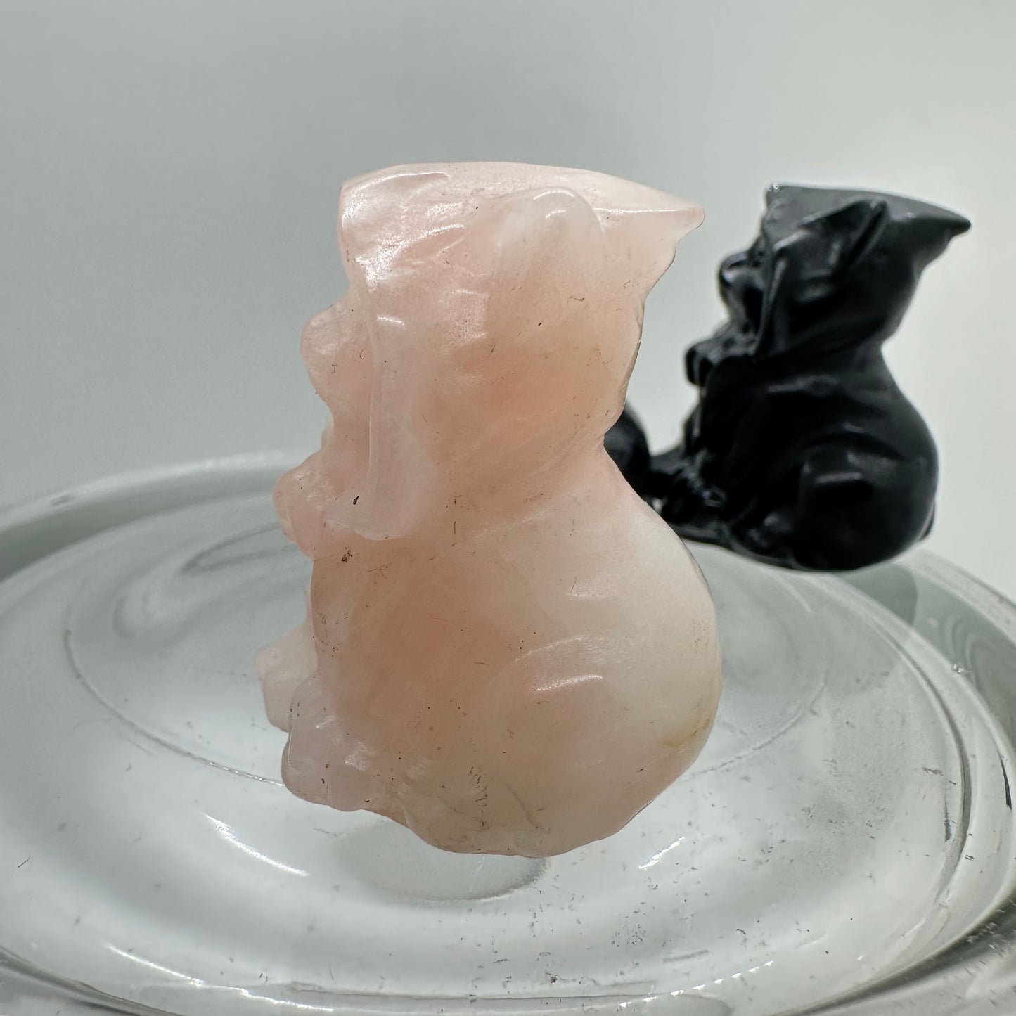 Hooded Crystal Cat - Rose Quartz