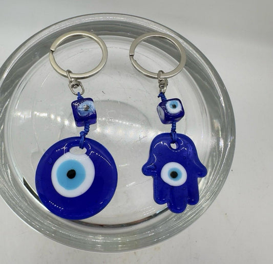 Glass Evil Eye Keychain