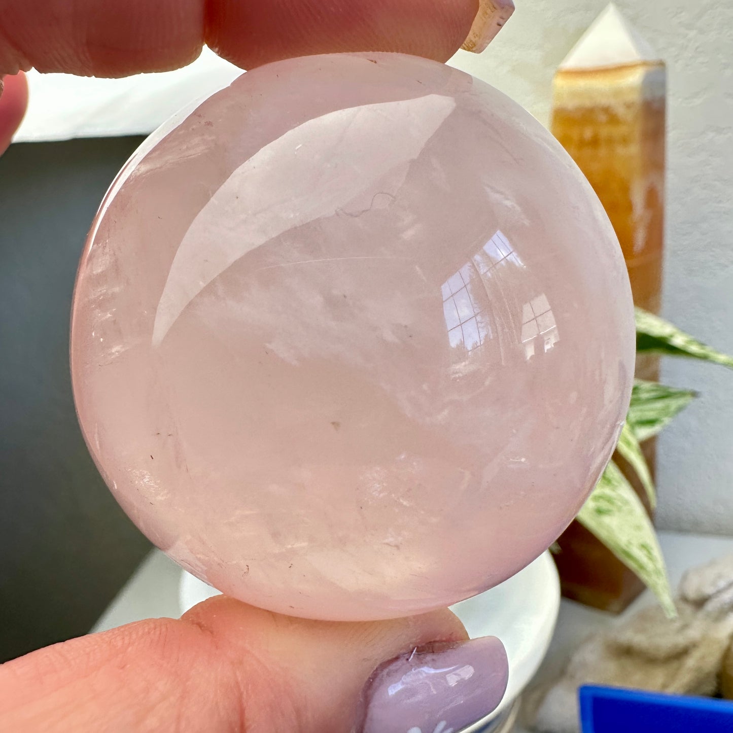 Gemmy Rose Quartz Palm Stone - 2 inch