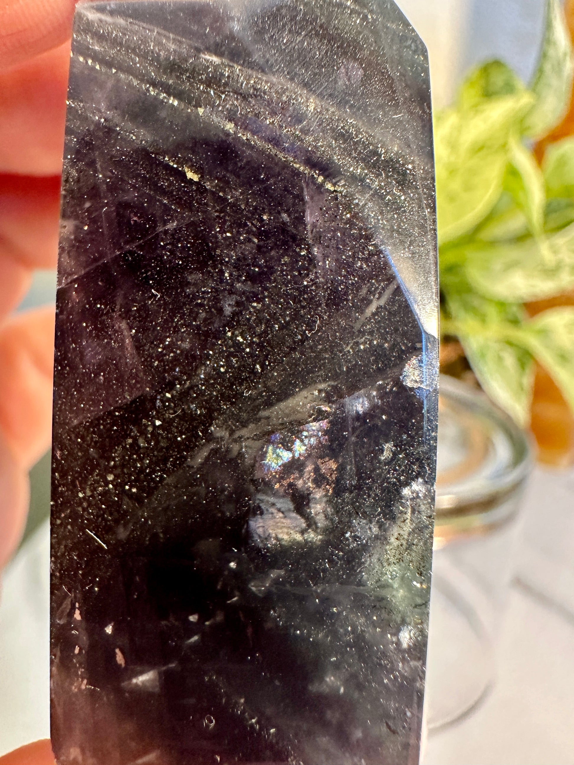 Pyrite in Fluorite Raw Edge Tower — E
2.5 in tall × 1.4 in wide × 0.9 in thick | 4.8 oz
Mental Clarity | Abundance | Grounded Confidence - Katie's Mystic Crystals