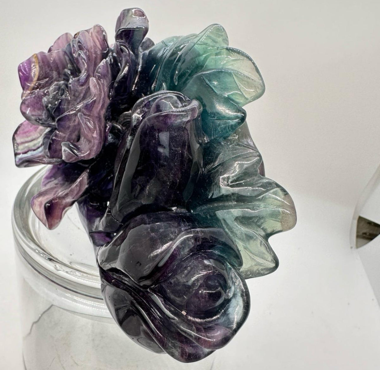 Rainbow Fluorite Flower Statement Piece - 8in long - 2lb 14oz - Hand Carved