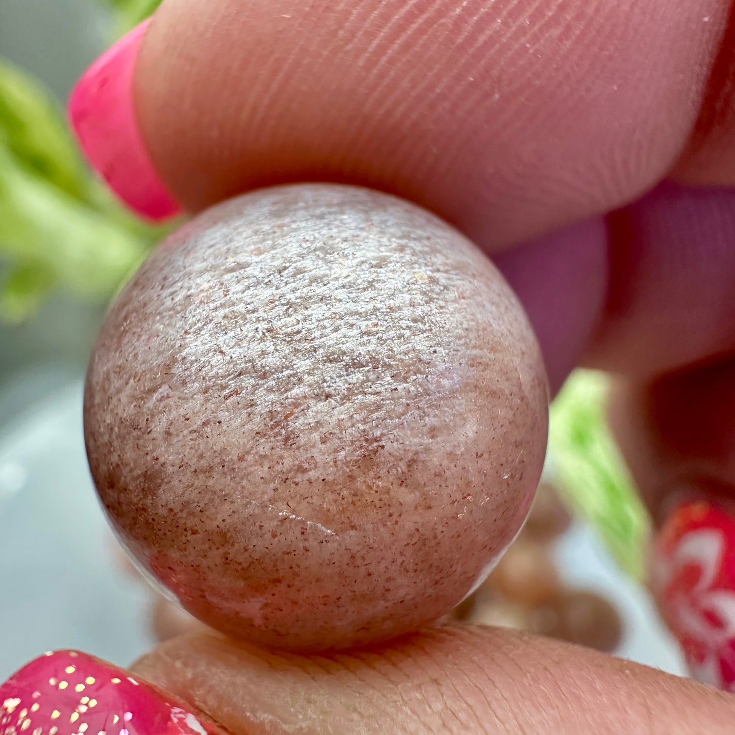 Micro Mini Peach Moonstone with Sunstone Sphere