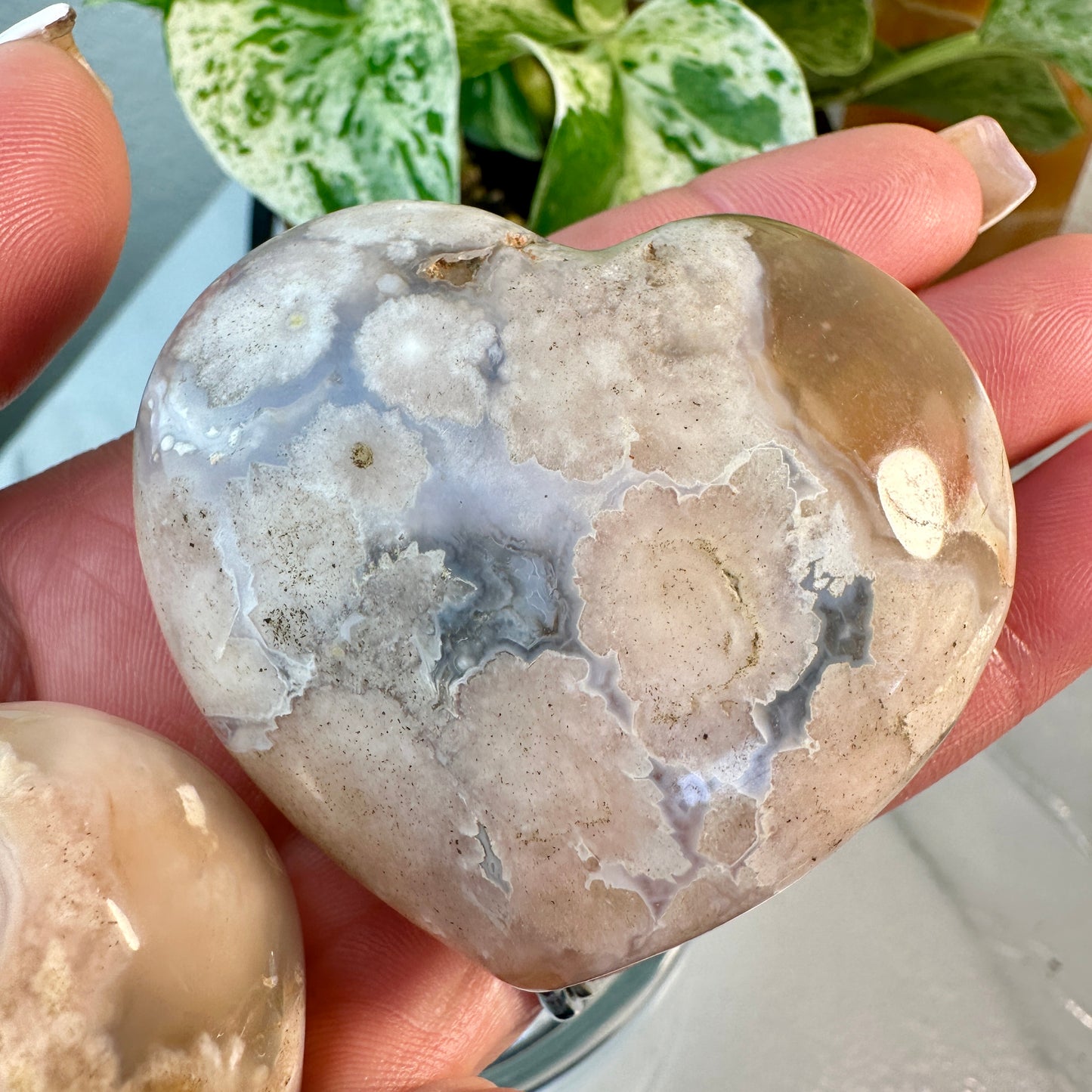 Puffy Pink Flower Agate Hearts
Growth | Self-Love | Emotional Healing