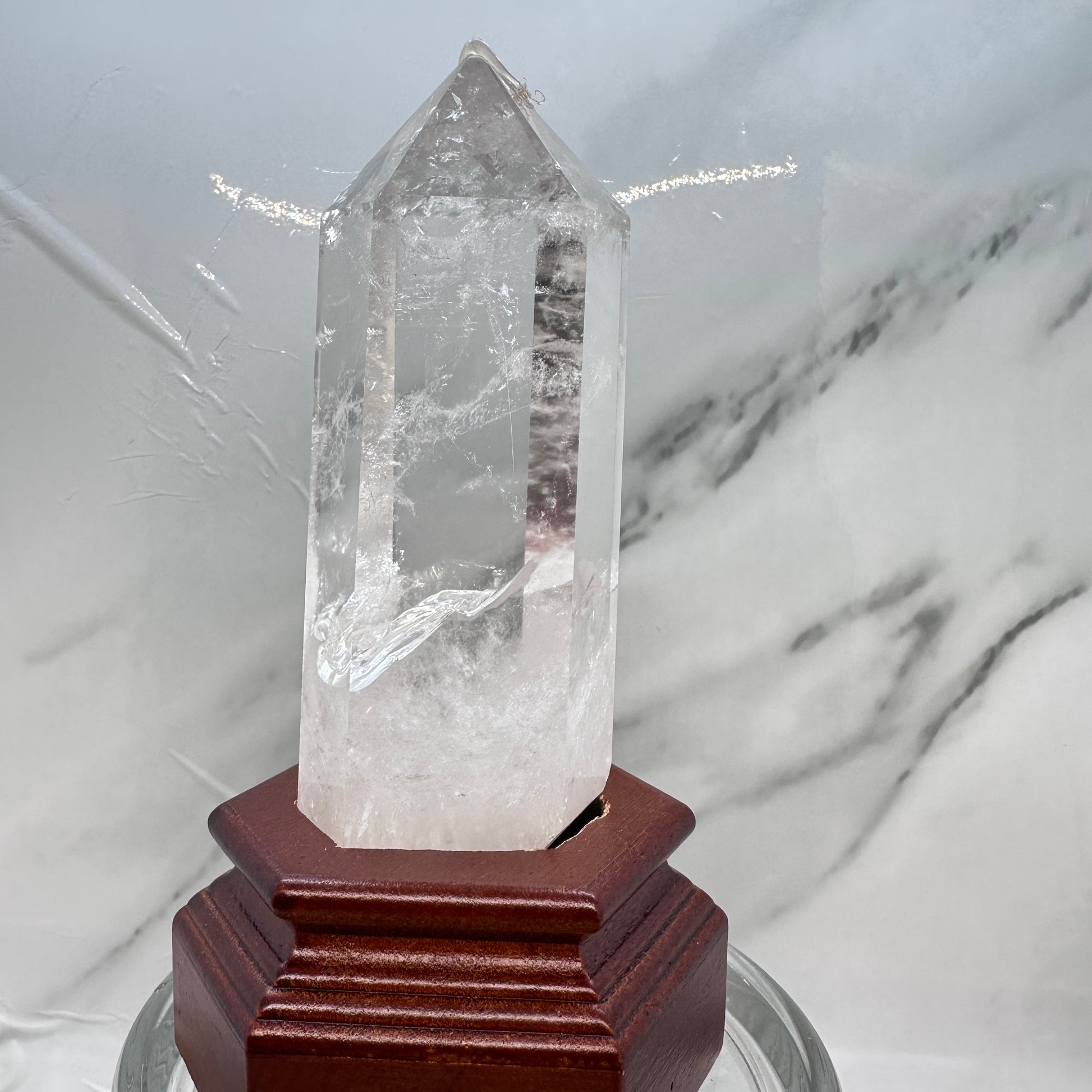 6in Clear Quartz Point with custom stand - Katie's Mystic Crystals