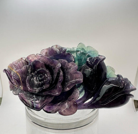 Rainbow Fluorite Flower Statement Piece - 8in long - 2lb 14oz - Hand Carved