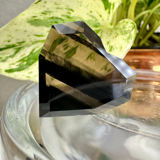 Faceted Black Lace Obsidian Heart - 1 inch