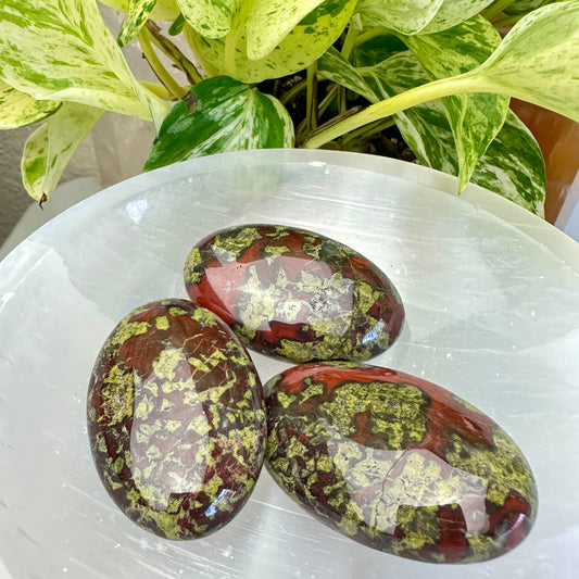 Dragons Blood Jasper Palm Stones - Strength | Courage | Life Force Energy