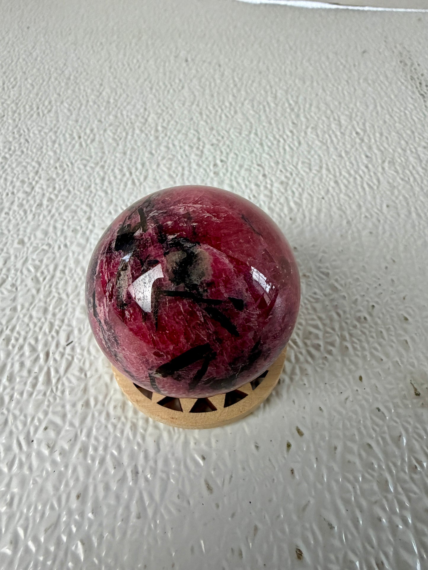 Gem-Grade Imperial Rhodonite Sphere (230g) – Deep Raspberry Pink Heart Chakra