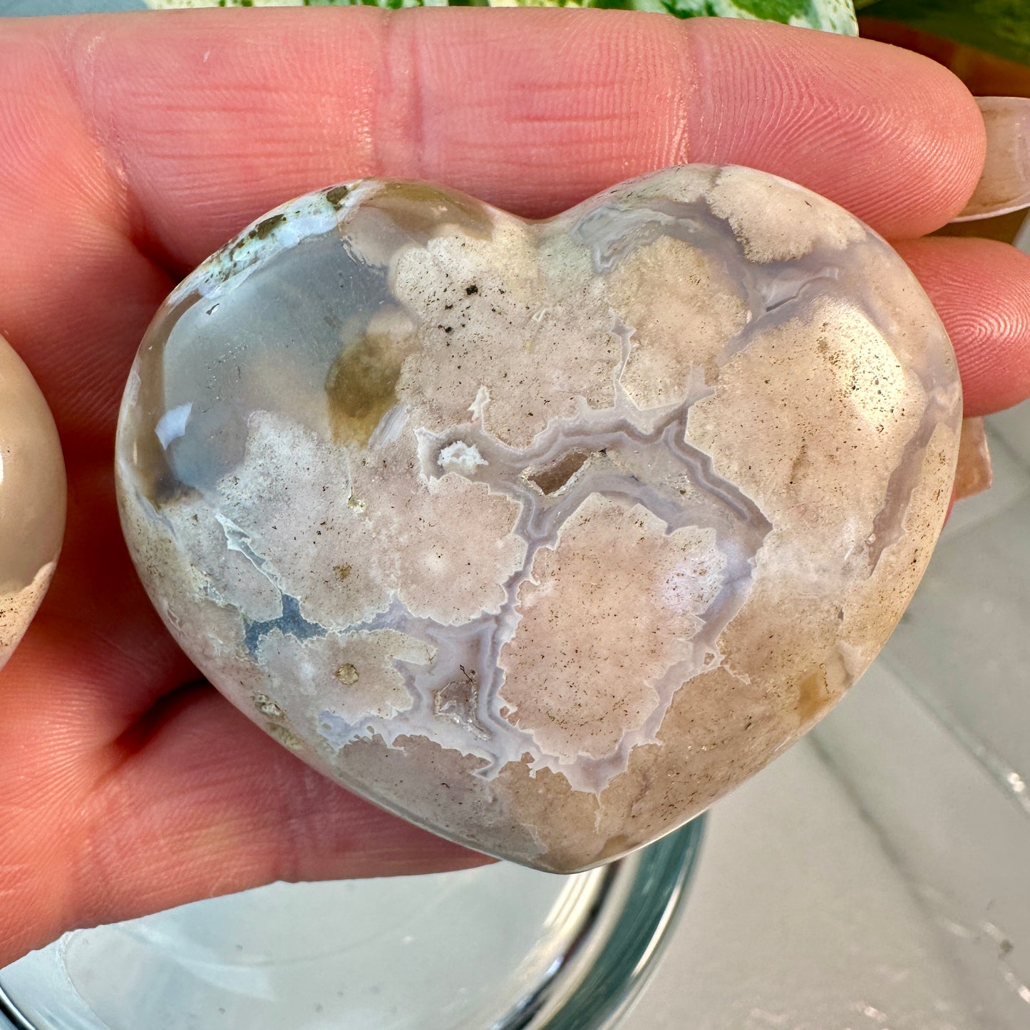 Puffy Pink Flower Agate Hearts
Growth | Self-Love | Emotional Healing