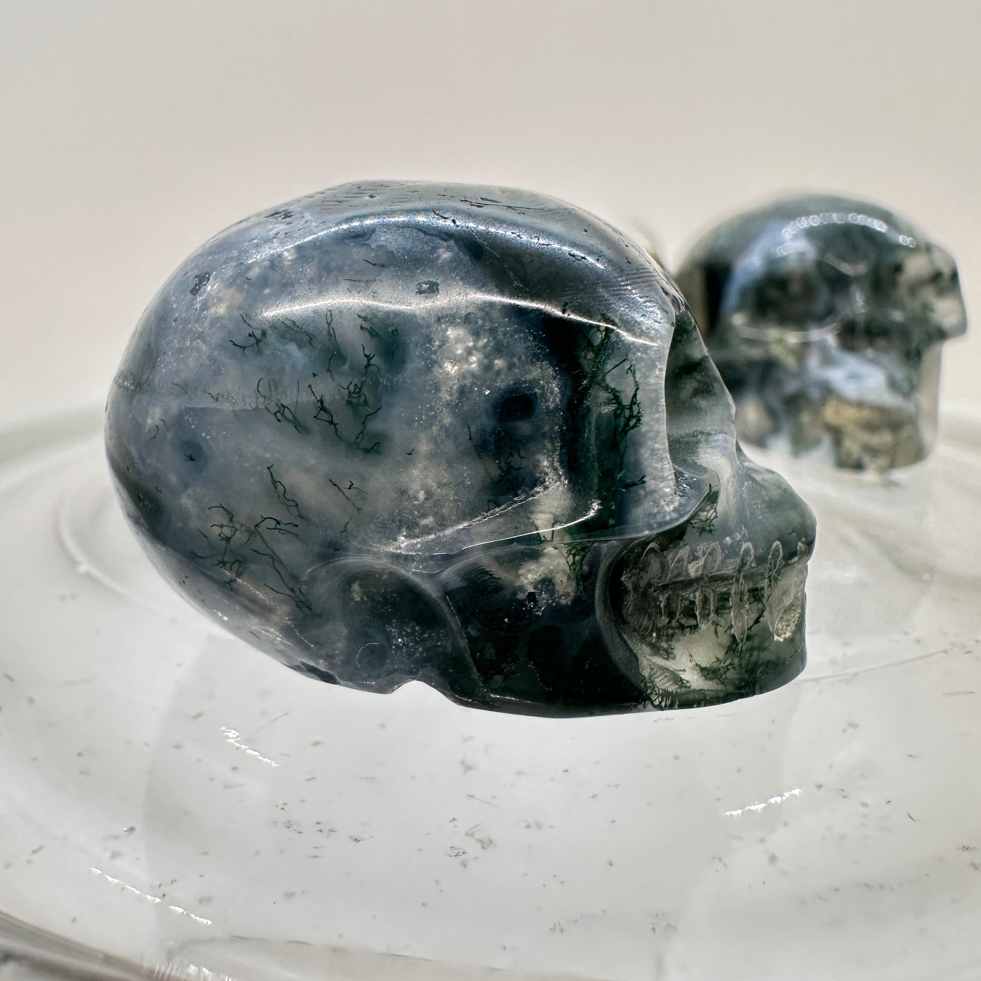 Mini Moss Agate Skull - Katie's Mystic Crystals