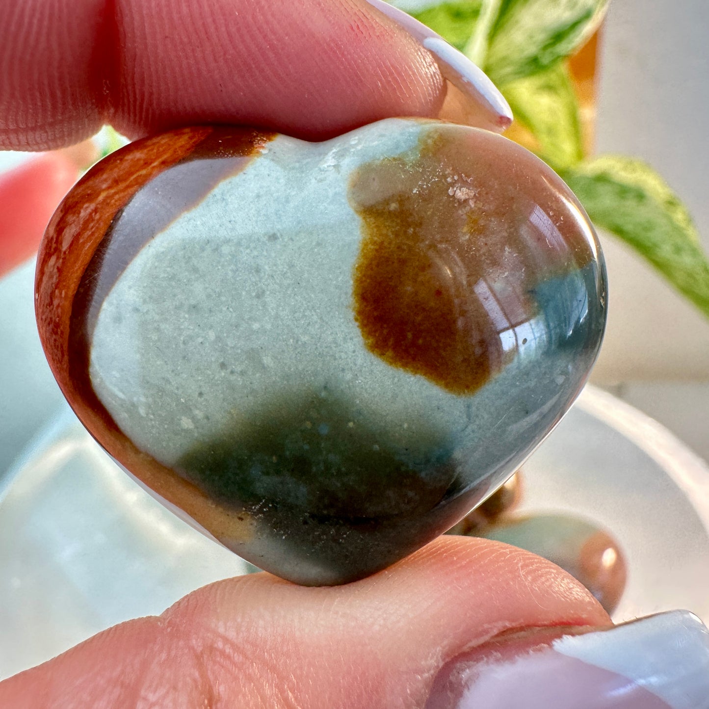Puffy Polychrome Jasper Hearts — 1.2–1.4 inches
Stability | Joy | Emotional Balance