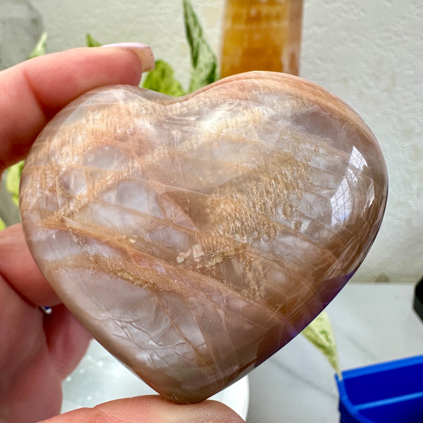 Large Peach Moonstone Hearts