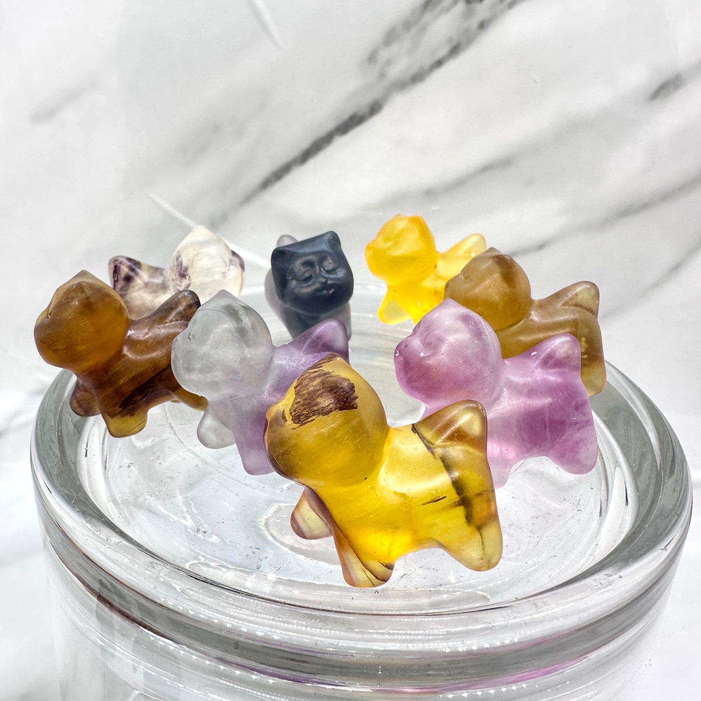 Mini Fluorite Crystal Cats - Katie's Mystic Crystals
