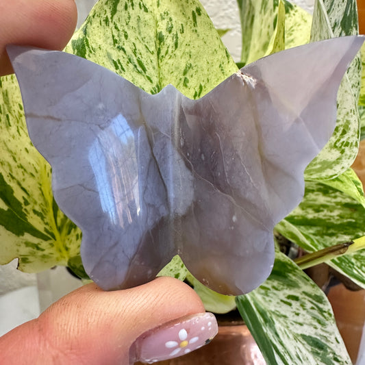 Purple Chalcedony Butterfly - 2.3 inch - Imperfect