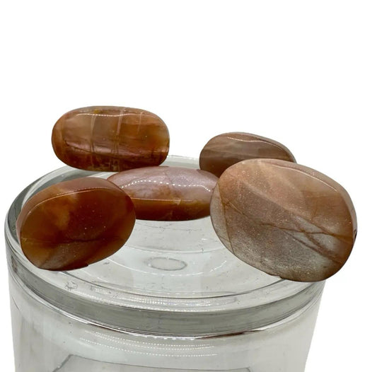Peach Moonstone with Sunstone Palm Stones