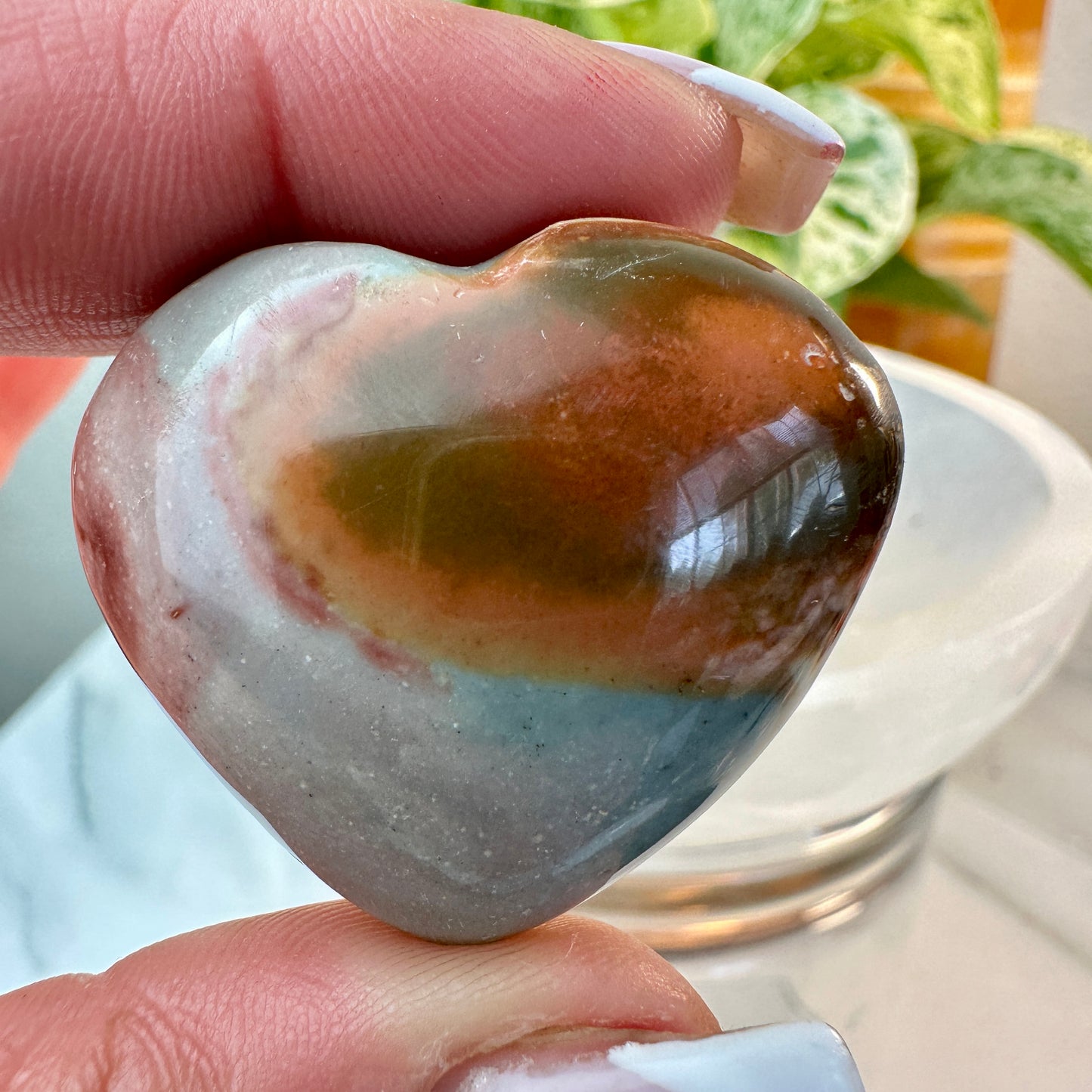 Puffy Polychrome Jasper Hearts — 1.2–1.4 inches
Stability | Joy | Emotional Balance