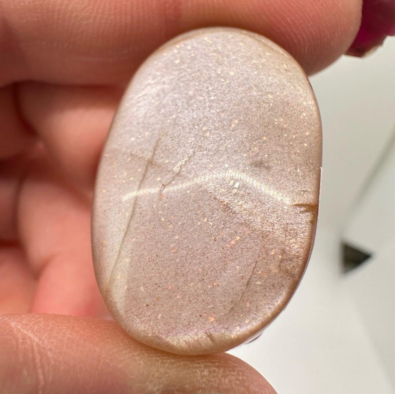Peach Moonstone with Sunstone Palm Stones