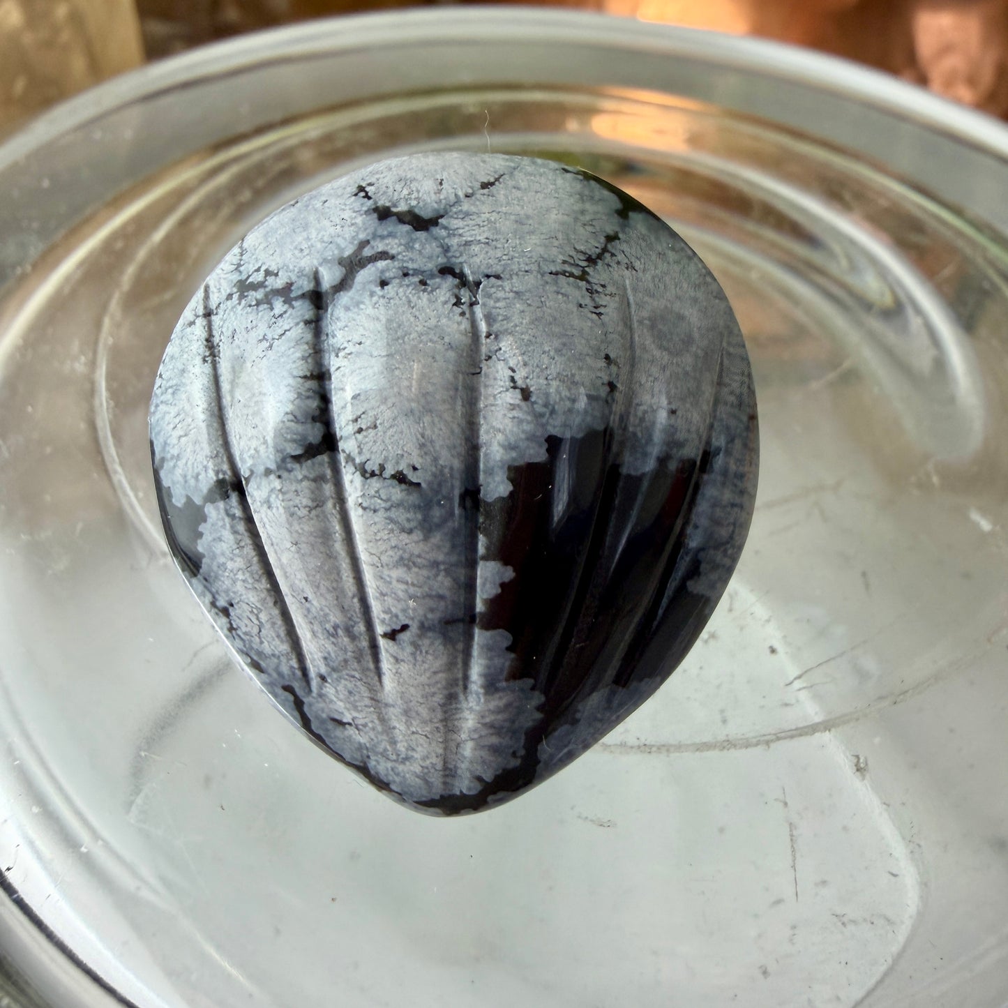 Mini Crystal Clam Shell Carving | Smoky Quartz, Golden Healer, Snowflake Obsidian | 1.2 Inch Intuitive Pick