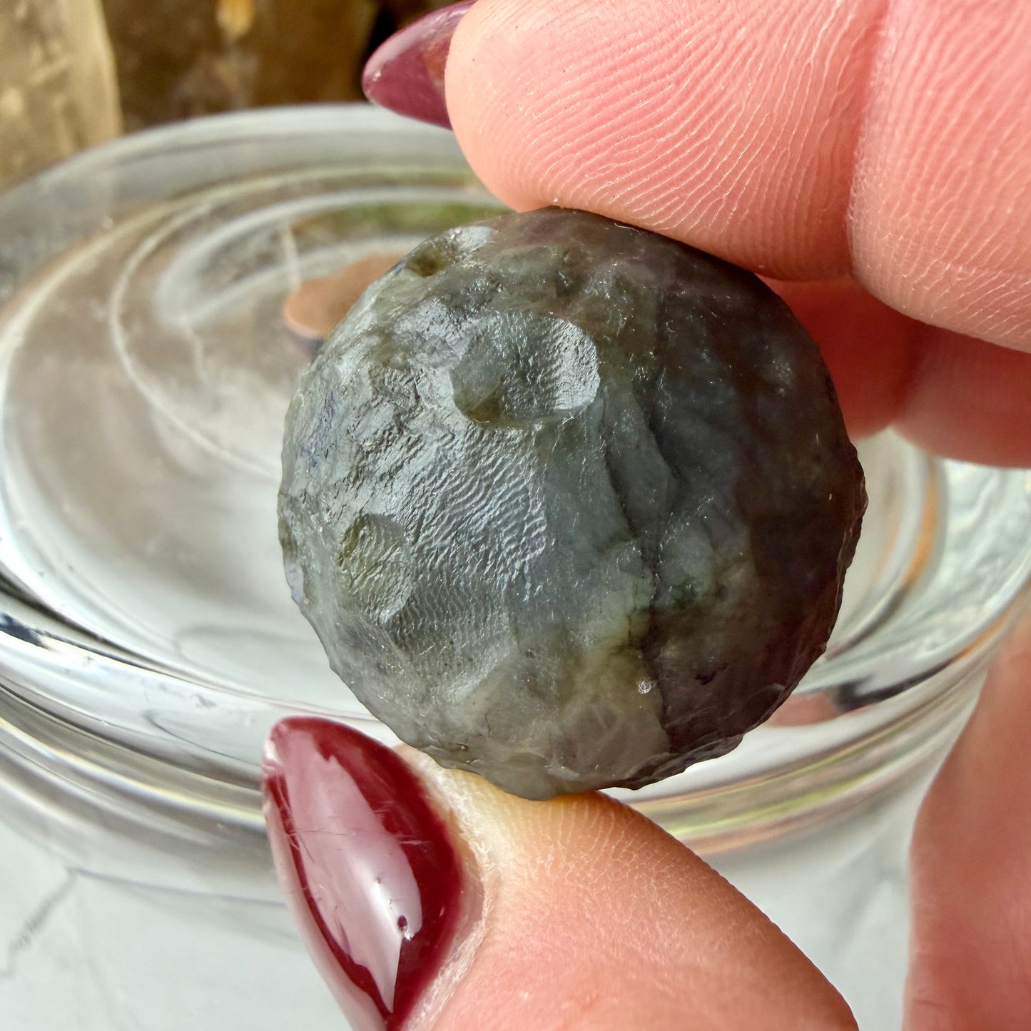 Unpolished Labradorite Moon | 30mm Raw Flash Crystal | Intuition & Magic Stone