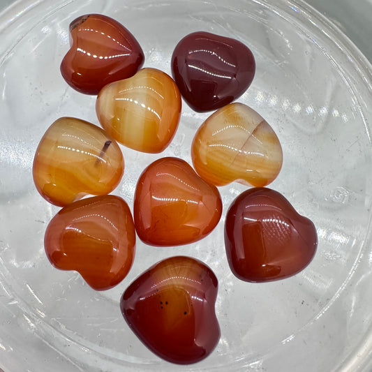 .5in Mini Carnelian Hearts - Katie's Mystic Crystals