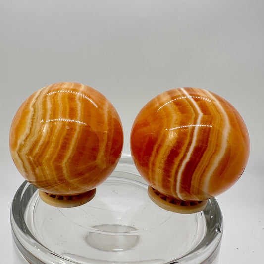 62-64mm Banded Orange Calcite Sphere - Katie's Mystic Crystals