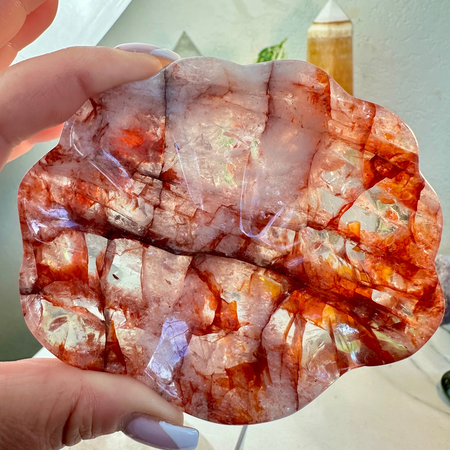 Fire Quartz Seashell-Shaped Dish — Approx. 4 inches Wide
Vitality | Clarity | Emotional Alchemy
