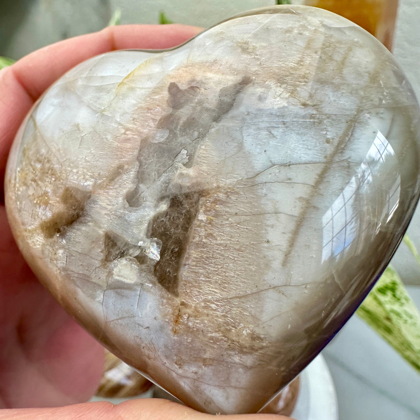 Large Peach Moonstone Hearts