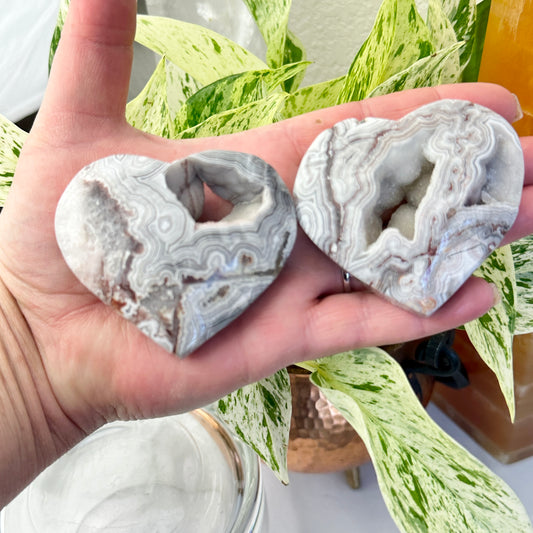 Druzy Mexican Crazy Lace Agate Hearts