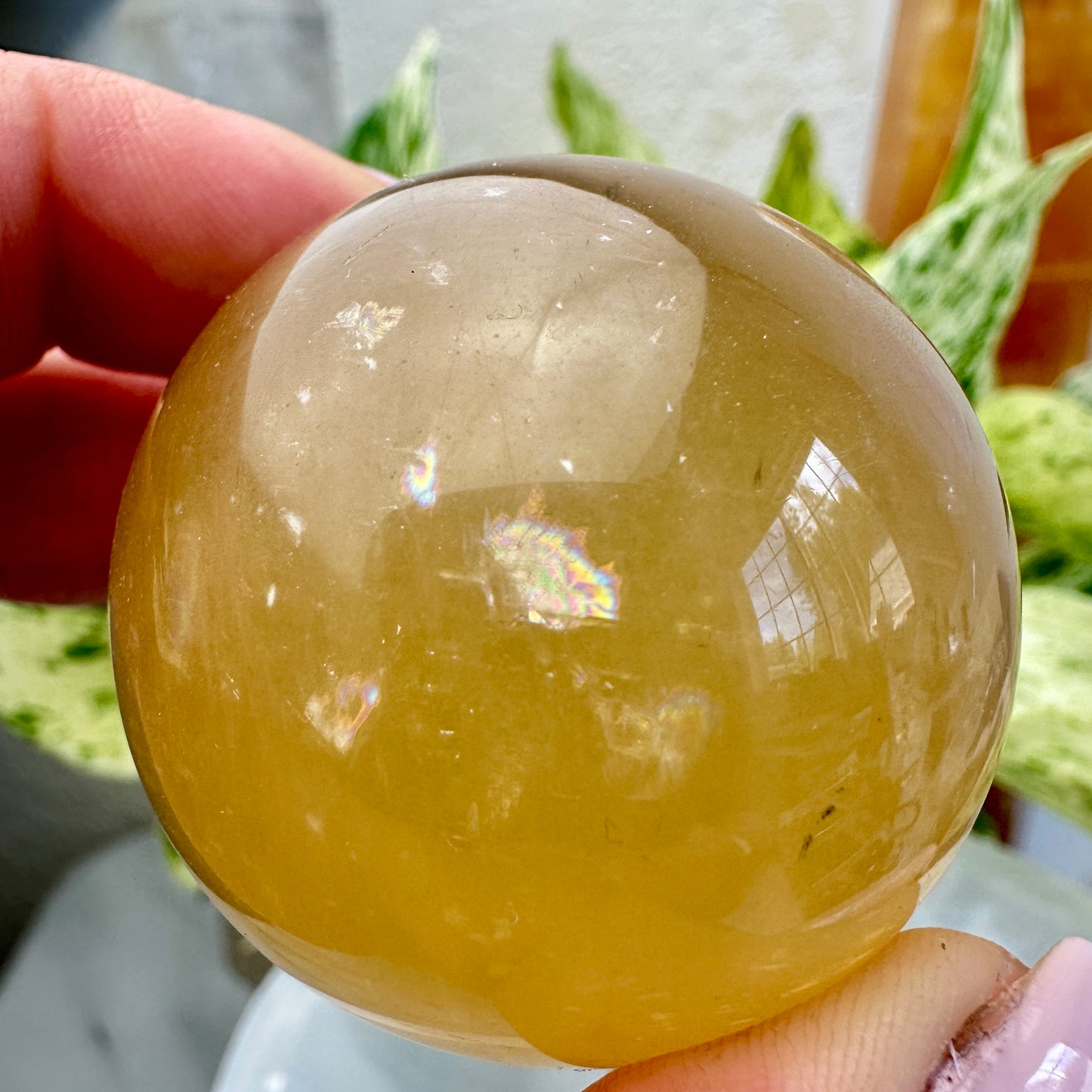 42-44mm Amber Calcite Sphere