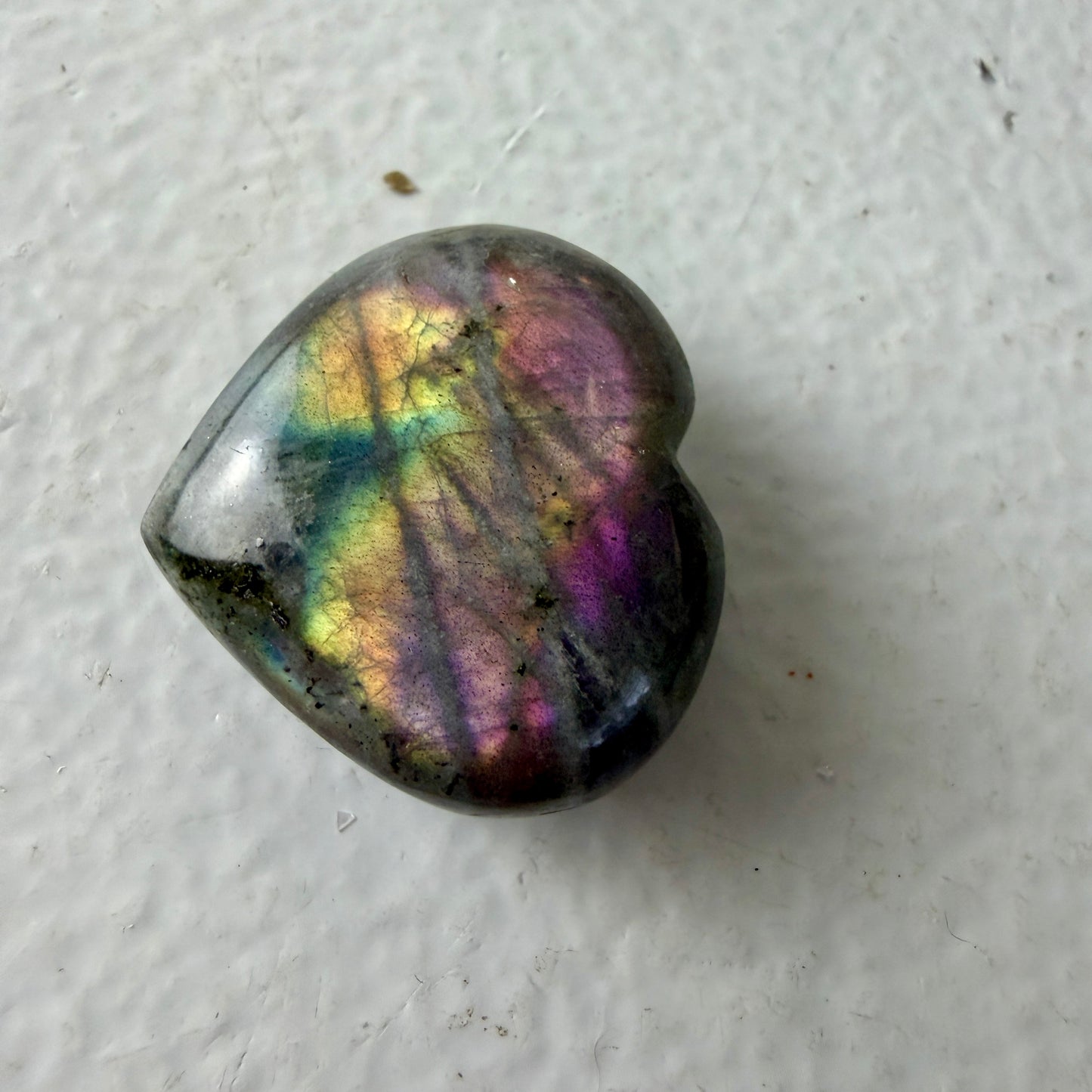 Mini Labradorite Puffy Heart Crystal | 1-Inch Intuition & Protection Stone | High Flash