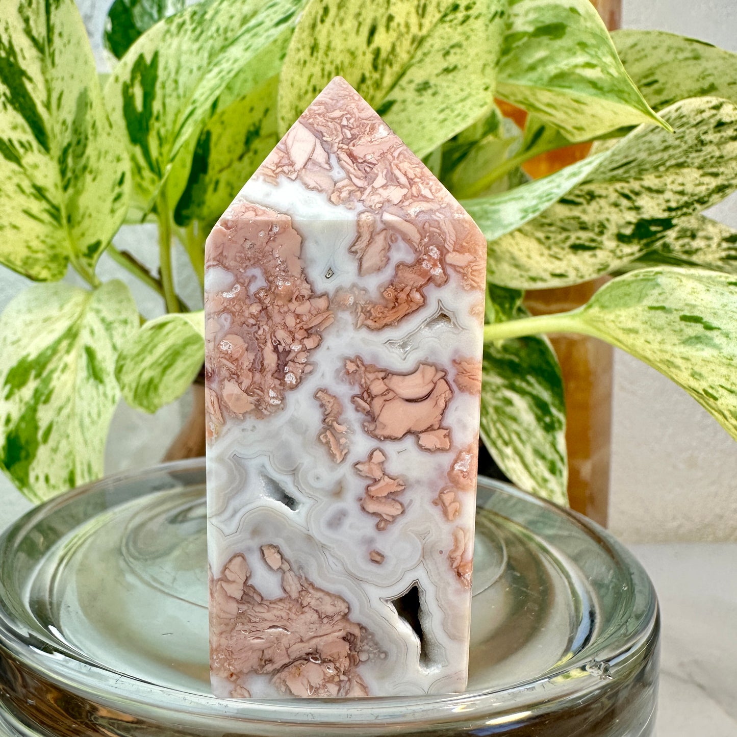 Pink Agate Tower — 3 inch
Emotional Stability | Nurturing | Grounded Love