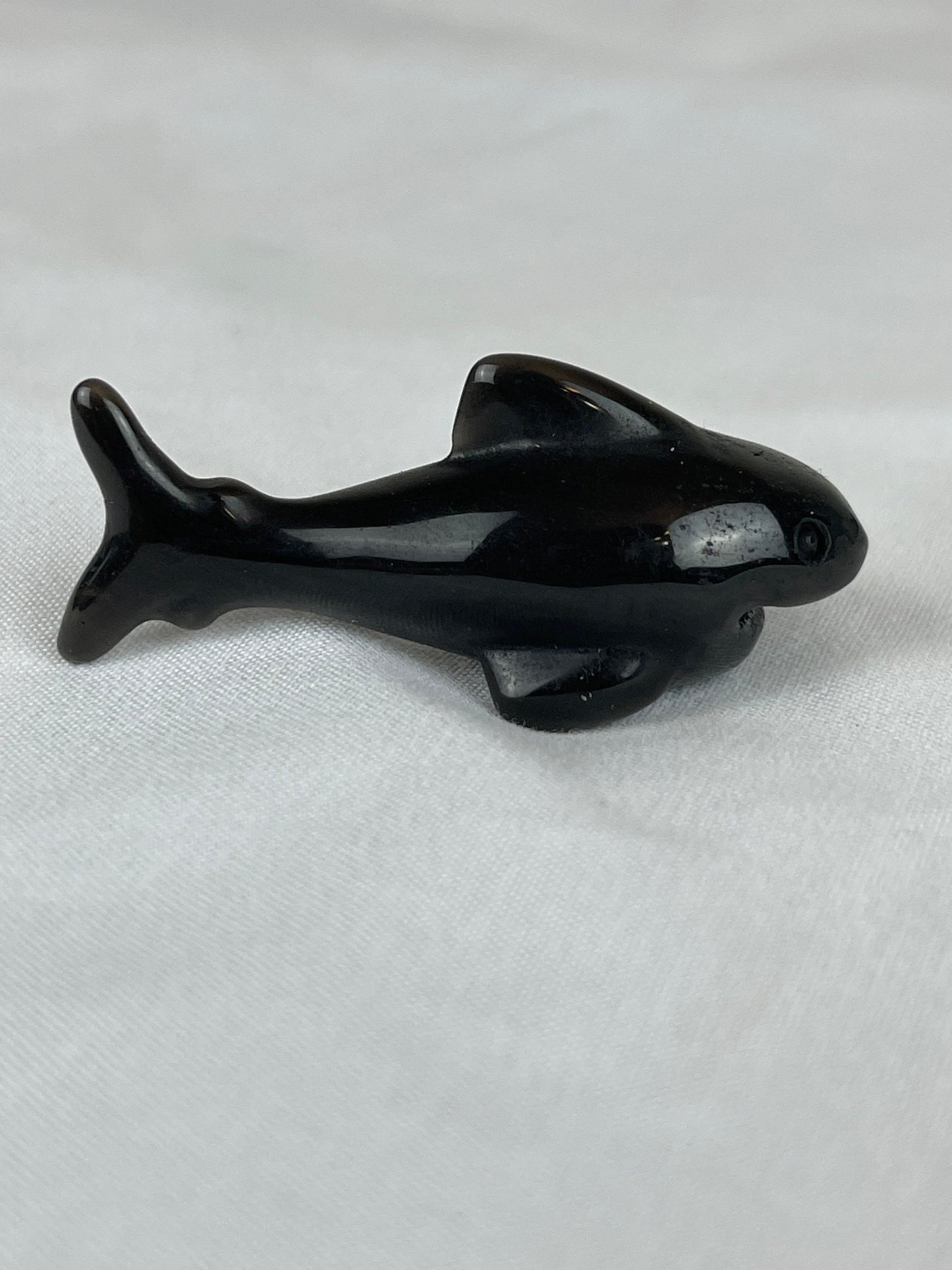 Adorable Silver Sheen Obsidian Shark (A) protection, grounding, create, ease