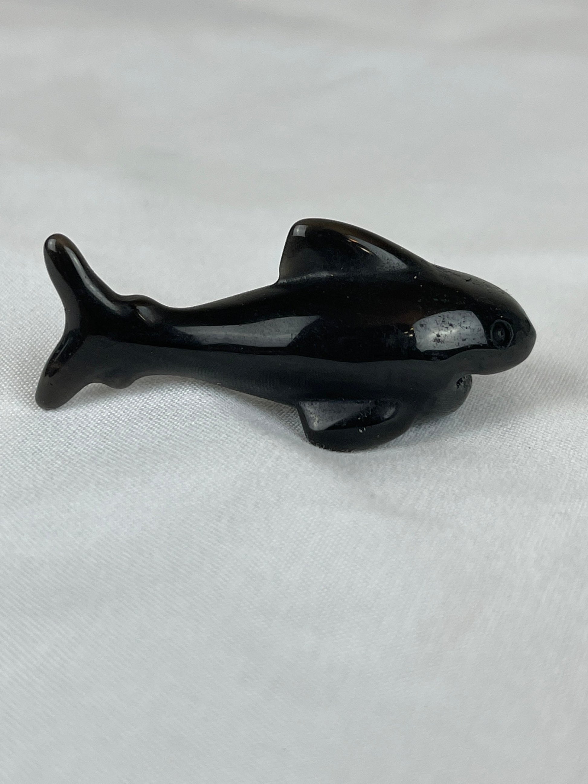 Adorable Silver Sheen Obsidian Shark (A) protection, grounding, create, ease